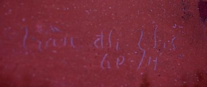 null TRAN DINH THO
Paysage du Delta
Panneau en laque polychrome sur fond rouge signé...