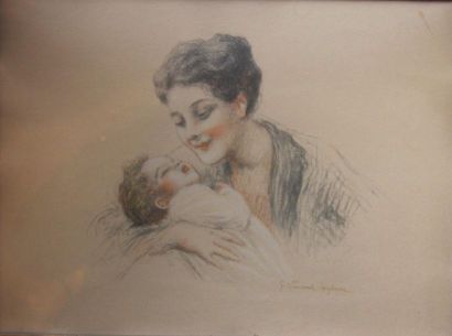 Henri VINCENT ANGLADE (1876-1956) Mère et...