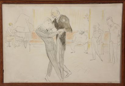 null Marcel VERTES (1895-1961)
La danse de salon
Lithographie signée en bas à droite
38...