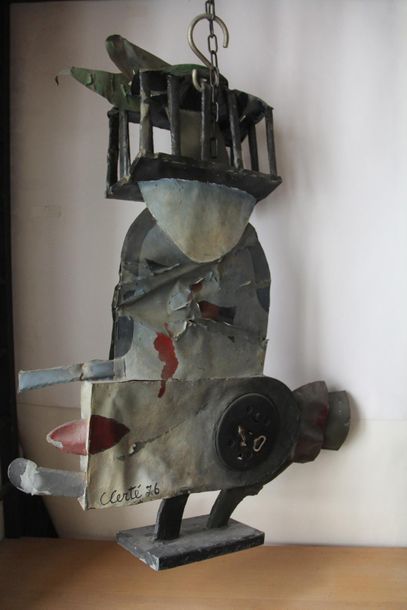 null *Jean CLERTE (1930-)
La sorcière
Sculpture en métal peint, signée et datée 76
H...