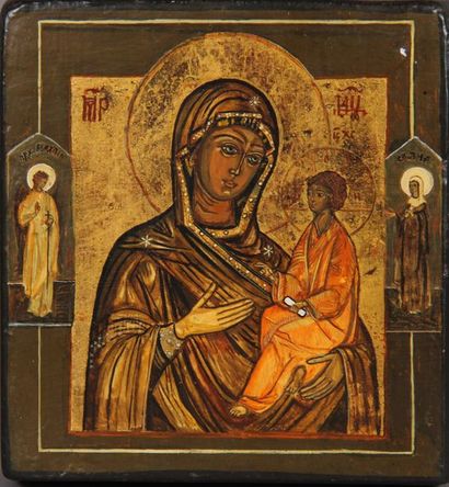 Icone représentant la Vierge à l'Enfant,...