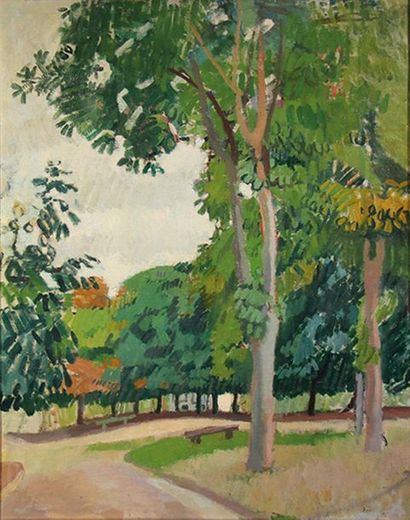  Raoul DUFY (1877-1953) Le parc, 1902 Huile sur toile signée en bas à droite. (signature...