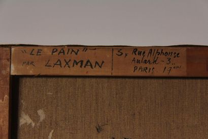 null Laxman PAÏ (1926-)
Le pain
Huile sur toile.
Double signature français et sanskri...