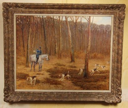 null Paul TAVERNIER (1852-1943)
Scène de chasse à courre
Huile sur toile.
Signée...