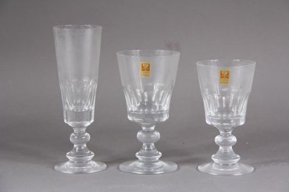 null CRISTALLERIE ROYALE DE CHAMPAGNE
Six crystal flutes, six water glasses and six...