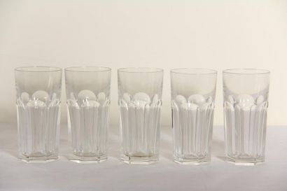 null *BACCARAT
Five orangeade glasses model Harcourt in cut crystal, signed.