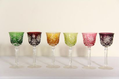 null On polychrome cut glass stand glasses