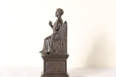 null *Black patinated metal sculpture of St. Peter sitting on a throne.
H : 7,5 L...
