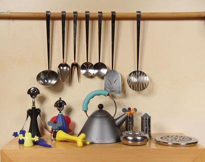 null P. STARCK - A MENDINI - M. GRAVES designer - ALESSI ed. set
of kitchen utensils...
