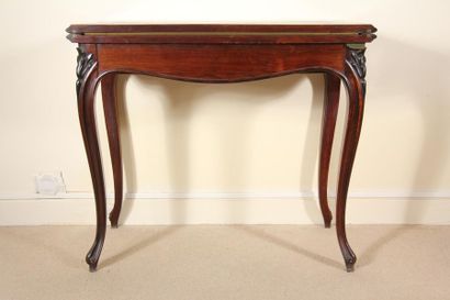 null *Stained wooden game table with wallet tray, Louis Philippe
period H : 74 L...