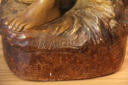 null Richard AURILI (1834-1914)
Bergère et son chien tenant une brebis dans ses bras
Sculpture...