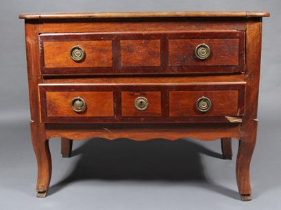null Veneer chest of drawers opening with two drawers, provincial work of the XVIIIth...