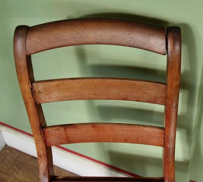 null Two pairs of natural wood bar chairs and a gondola chair, 19th c. (accidents,...