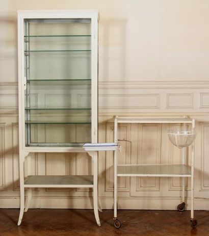 null Doctor's furniture in white lacquered metal and glass comprising:
A two-top...