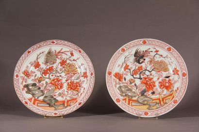 Two porcelain plates with branch decoration...