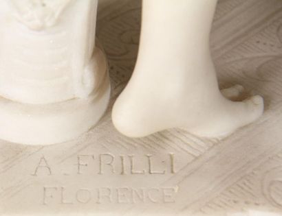 null Antonio FRILLI (c.1880-1920)
La danseuse
Sculpture en marbre blanc signée et...