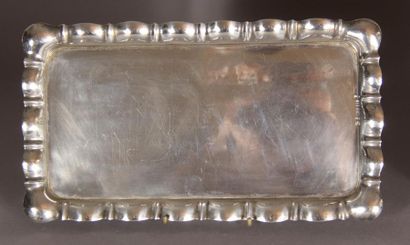 null Rectangular dish with bumpy rim and hollow plate with silver 800°/°° twisted...