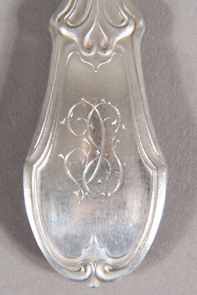 null COMPERE Léontine and Ernest goldsmiths
Nine table cutlery, three table spoons,...