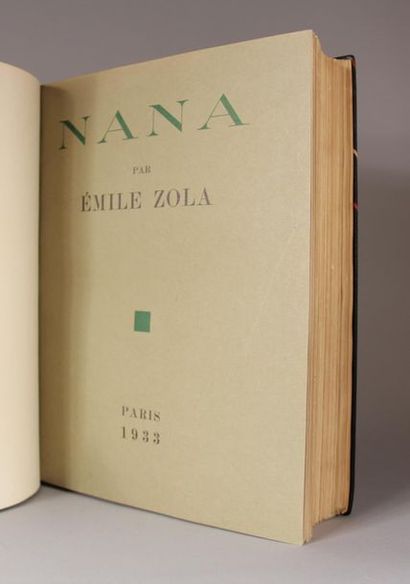 null Émile Zola. Nana.
Javal et Bourdeaux, 1933.
In 4, demi maroquin à bandes, plats...