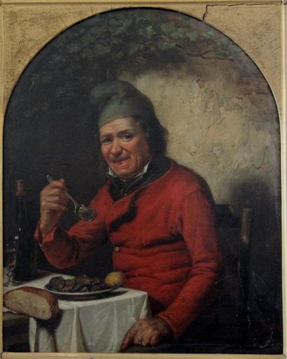 null Vital d’HONT (actif à Bruxelles en 1848)
Le mangeur d’huitres.
Huile sur panneau....