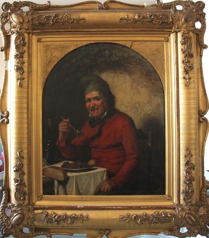 null Vital d'HONT (active in Brussels in 1848)
The oyster-eater.
Oil on panel. (Touch-ups).
Signed...