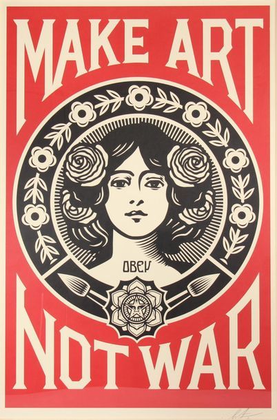 null Shepard FAIREY dit OBEY (1970)
Make art no war
Silkscreen in color signed in...