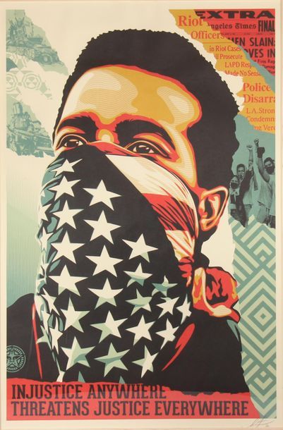 null Shepard FAIREY dit OBEY (1970)
American rage
Silkscreen in colour signed in...
