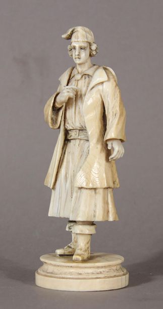 null Sculpture in ivory representing a Polish fisherman
holding his pipe in his right...