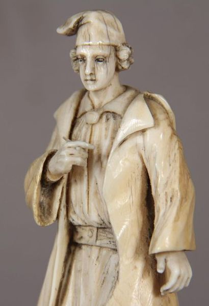null Sculpture in ivory representing a Polish fisherman
holding his pipe in his right...