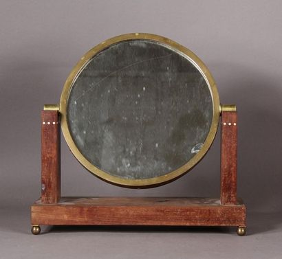 null Jacques-Émile RUHLMANN (1879-1933
)Mahogany veneer table mirror with inlaid...