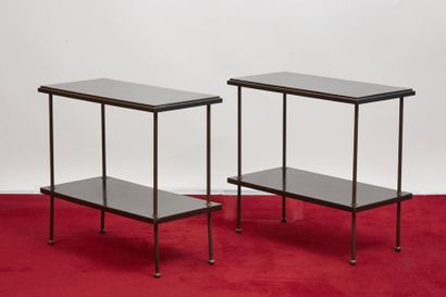 null *Baptistin SPADE (1891-1969)
	Paire de tables d’appoint à deux plateaux rectangulaires...