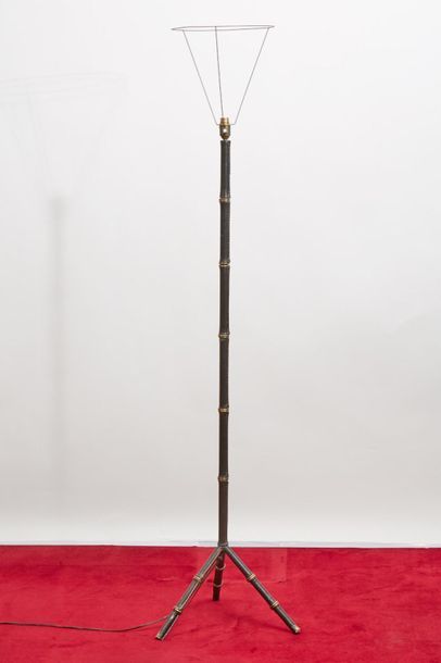 null *Jacques ADNET(1900-1984
)Single-light floor lamp and tubular structure sheathed...