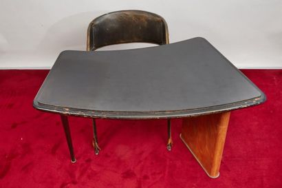 null *Jacques ADNET (1900-1984
)Small corner desk with a blackened wooden top with...