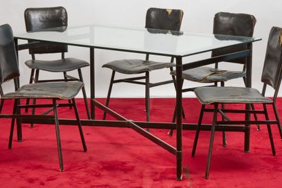 null *Jacques ADNET (1900-1984
)Dining room furniture consisting of a table with...