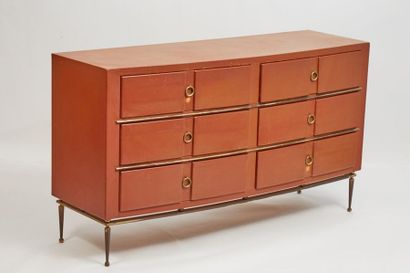 null *Baptistin SPADE (1891-1969)
Chest of drawers covered with light brown leatherette...