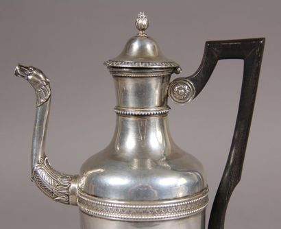 null Tripod coffee pot in silver 950°/°°, palmette attachments, zoomorphic spout,...