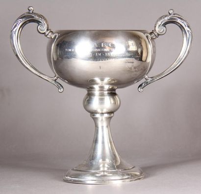 null Cup with two handles on a 925°/°° silver pedestal engraved "A.B.C. primer torneo...