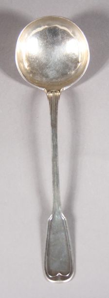 null 950°/°° silver ladle with contour threads, encrypted, pds: 187 g.