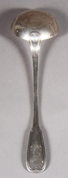 null 950°/°° silver ladle with contour threads, encrypted, pds: 187 g.