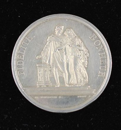 null Wedding medal in silver 800°/°° silver engraved and numbered on the J edge of...