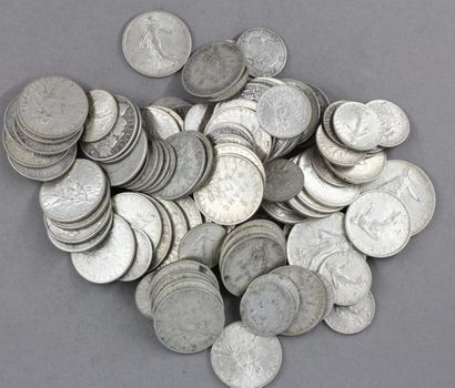 null Thirteen 2 FF silver coins of which eleven Semeuse and two Ceres
Fifty 1 FF...