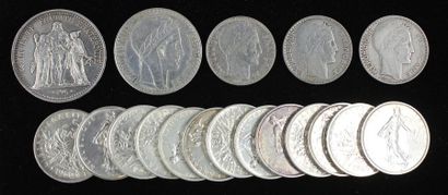 null One 20 FF coin Turin, one 10 FF coin Hercules, three 10 FF coins Turin, thirteen...