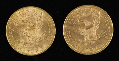 null *Two 10-dollar gold coins 1880, 1882.