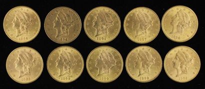 null *Ten $20 gold coins 1894, 1896(2), 1897, 1898, 1899(3), 1903(2)
