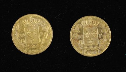 null *Deux pièces de 20 FF en or 1820-1822 (rayures, usures)