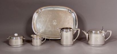 null CHRISTOFLE
Tea-coffee service on heel (four pieces) and its silver plated metal...
