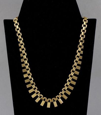 *Rectangular link drop necklace in 18k yellow...