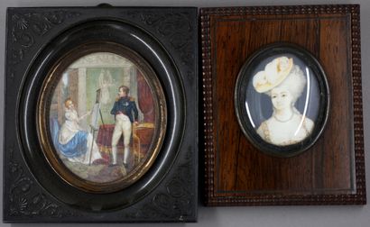 null GARNIER

Miniature ovale polychrome représentant une jeun femme peignant Napoléon...
