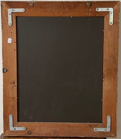 null Glace rectangulaire en bois argenté

66 x 56 cm. (usures)