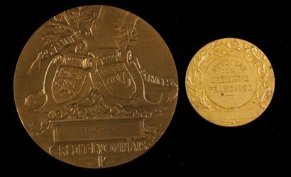 null Deux médailles en bronze Henri Germain et syndicat de la crèmerie